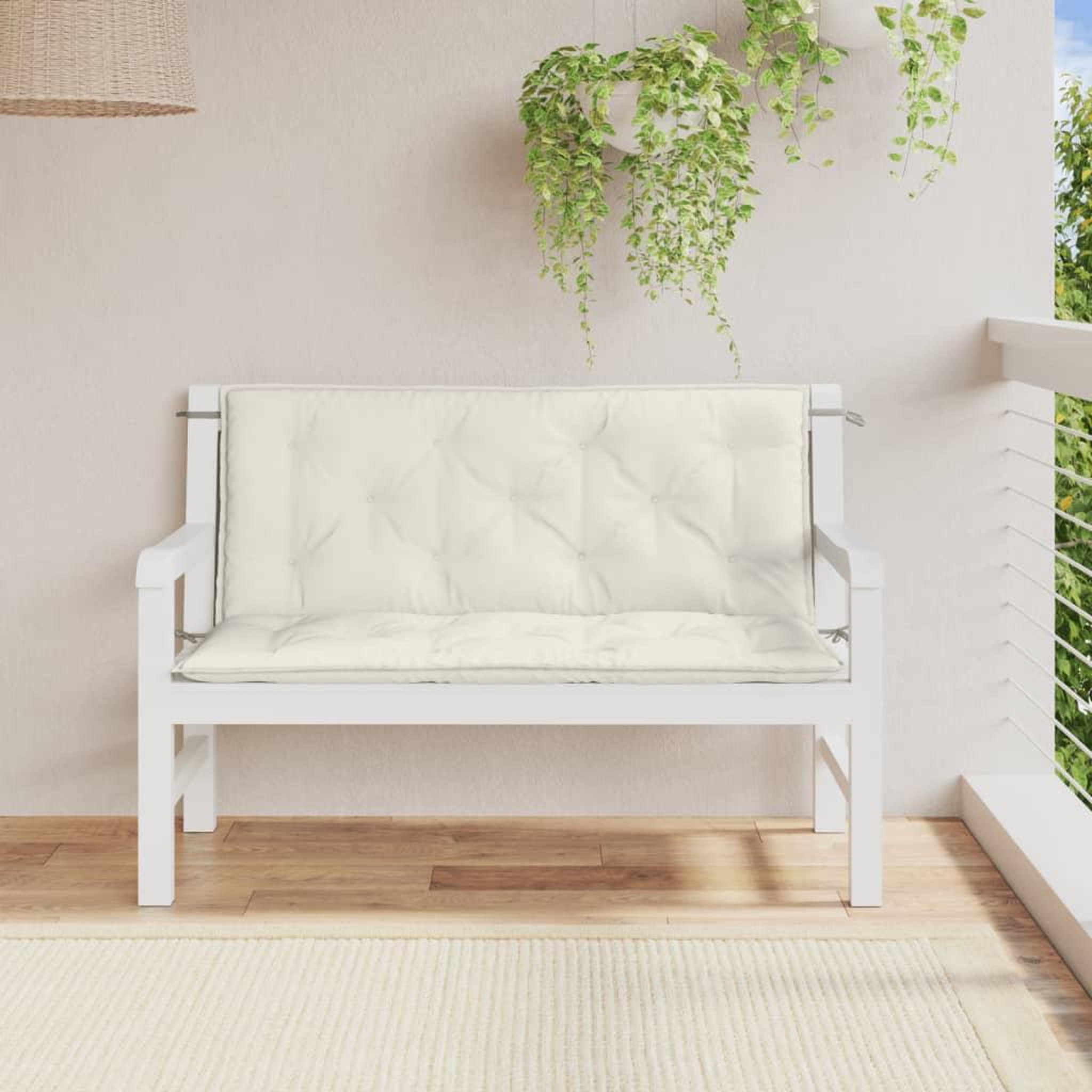Voir la diapositive 3 : VIDAXL Coussins de banc de jardin lot de 2 creme melange tissu