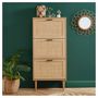 Voir la diapositive 1 : Meuble À Chaussures Cannage Et Décor Bois 3 Portes - L60 cm AMANDINE