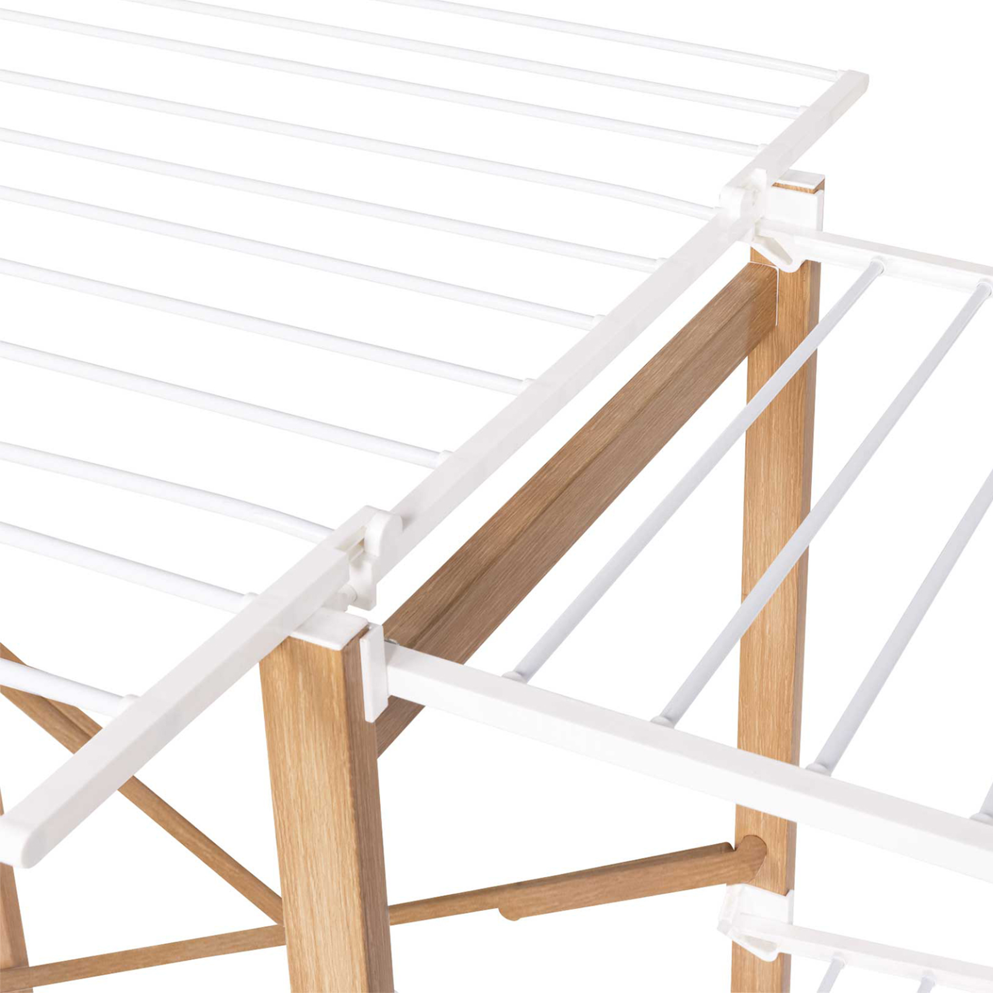 Voir la diapositive 4 : ID MARKET Séchoir à linge pliable deluxe capacité 22m avec tringle blanc et effet bois