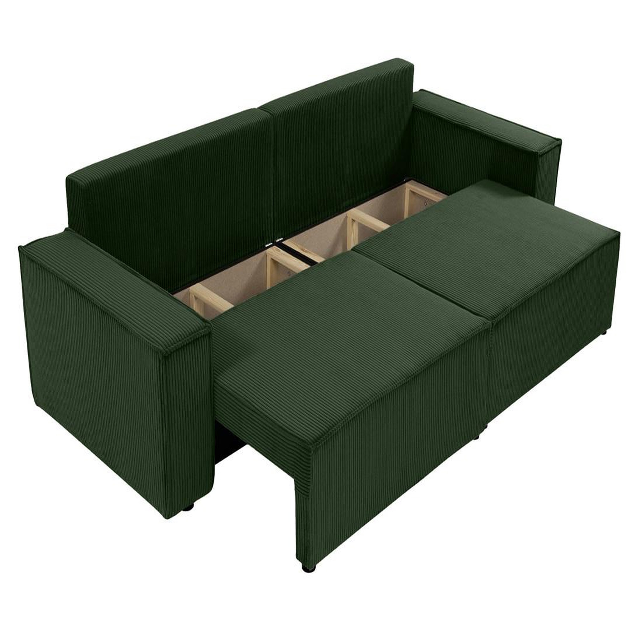 Voir la diapositive 3 : BEST MOBILIER Cezanne - canapé droit 3 places convertible avec coffre en velours côtelé