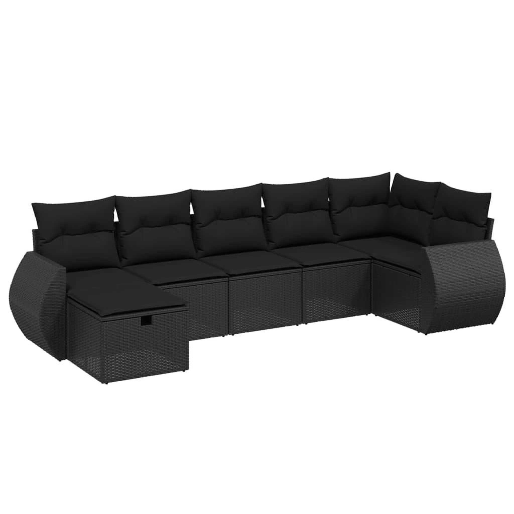 Voir la diapositive 2 : VIDAXL Salon de jardin 7 pcs avec coussins noir resine tressee