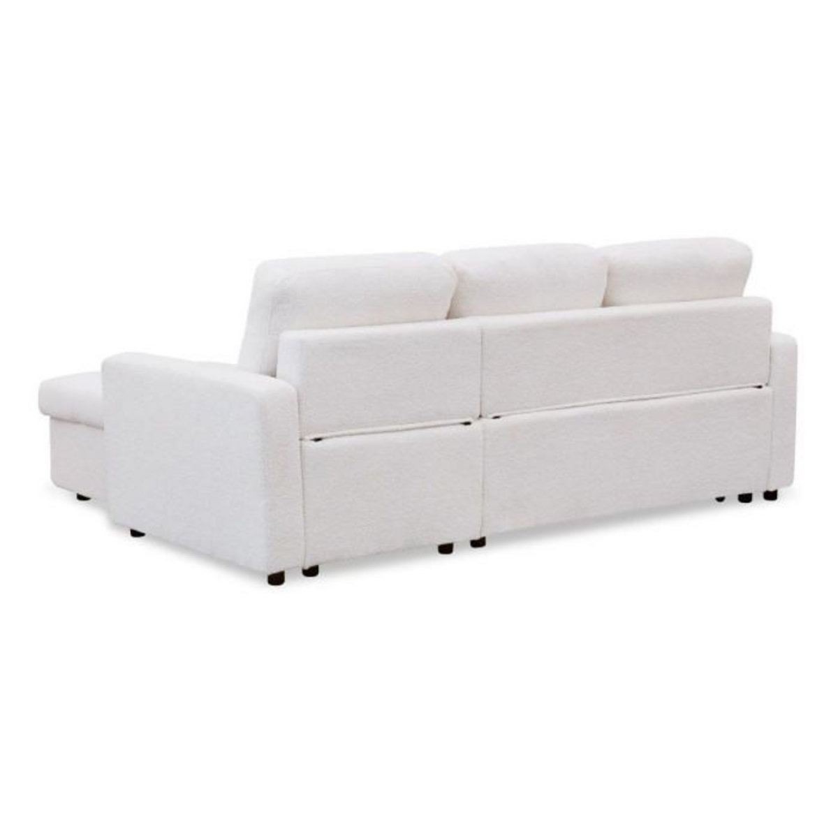 Paris Prix Canapé d'Angle Convertible Bouclette  Corto  221cm Crème