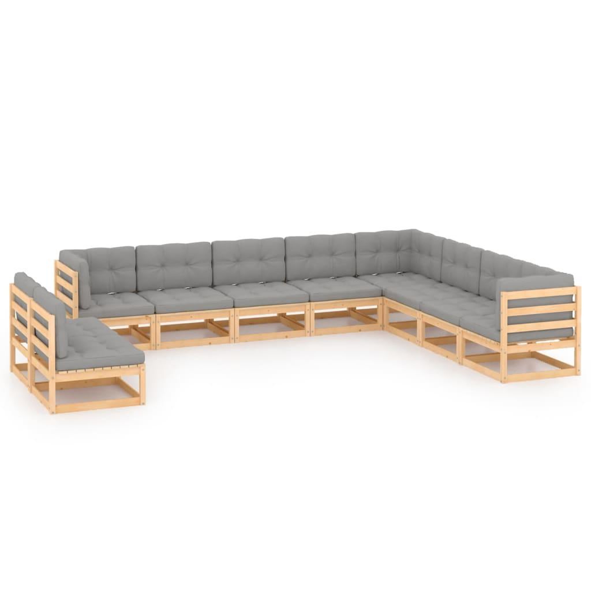 Voir la diapositive 1 : VIDAXL Salon de jardin 10 pcs avec coussins Bois de pin massif