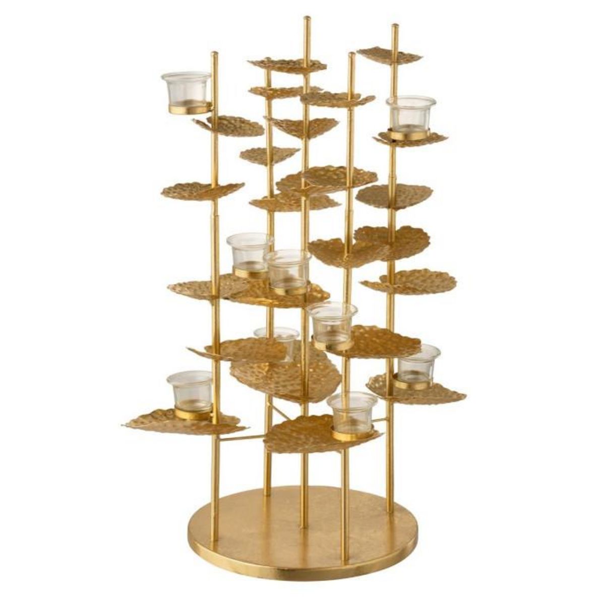 Paris Prix Photophore Design  Fleur Aluminium  64cm Or