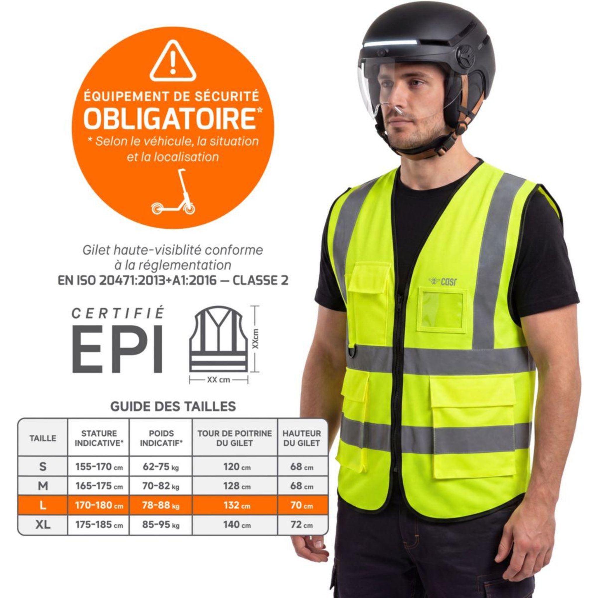 Voir la diapositive 3 : CASR Gilet jaune Jaune taille M