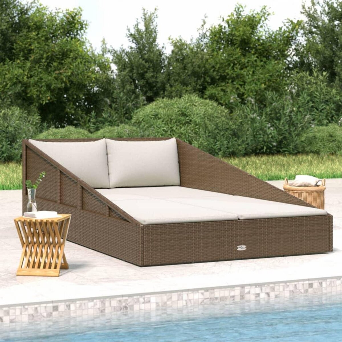 VIDAXL Lit de jardin marron 110x200 cm resine tressee