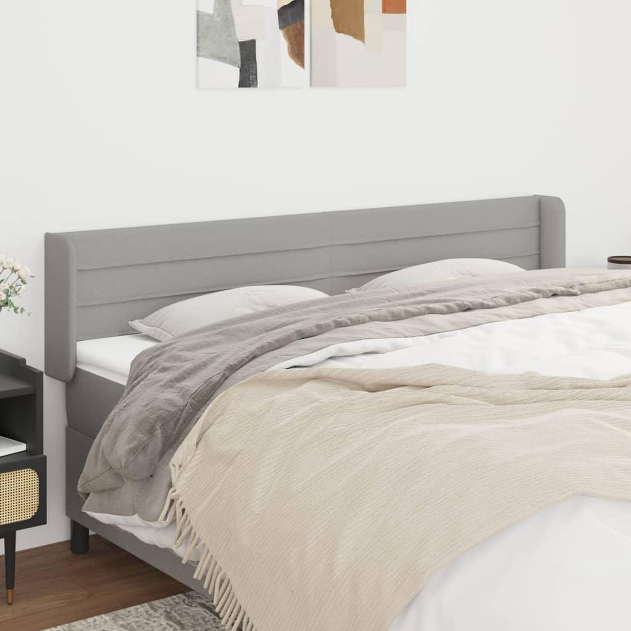 Voir la diapositive 1 : VIDAXL Tete de lit avec oreilles Gris clair 163x16x78/88 cm Tissu