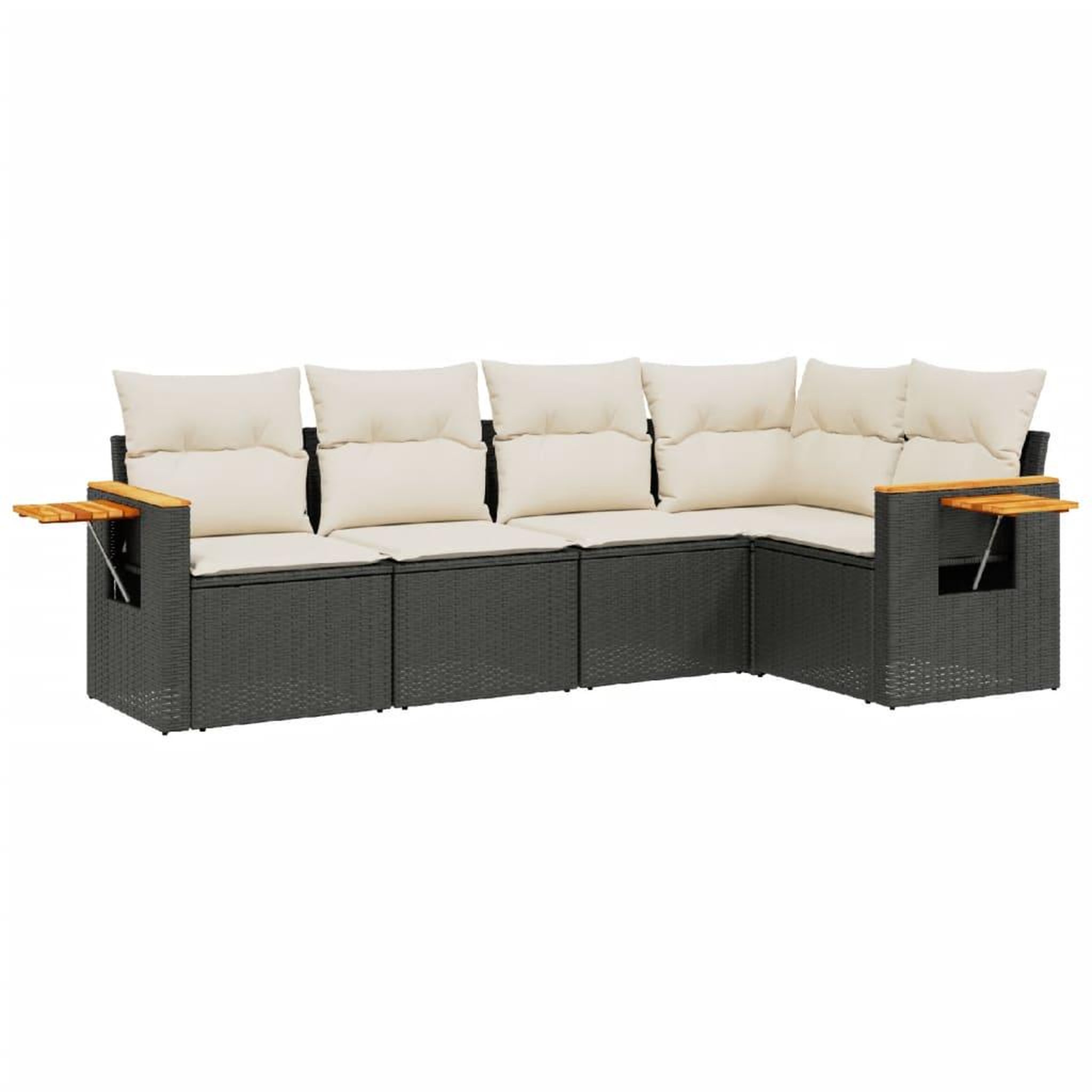 Voir la diapositive 2 : VIDAXL Salon de jardin 5 pcs avec coussins noir resine tressee