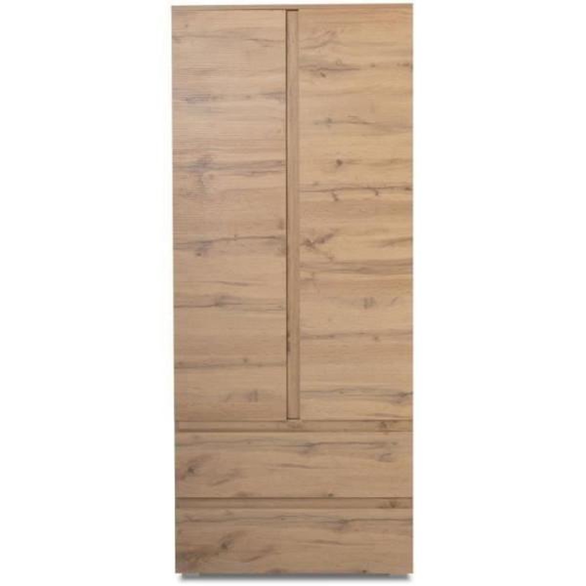 Voir la diapositive 2 : MARKET24 Armoire IMAGE 7 - Décor chene - 2 portes + 2 tiroirs - L80 x H191 x P40 cm