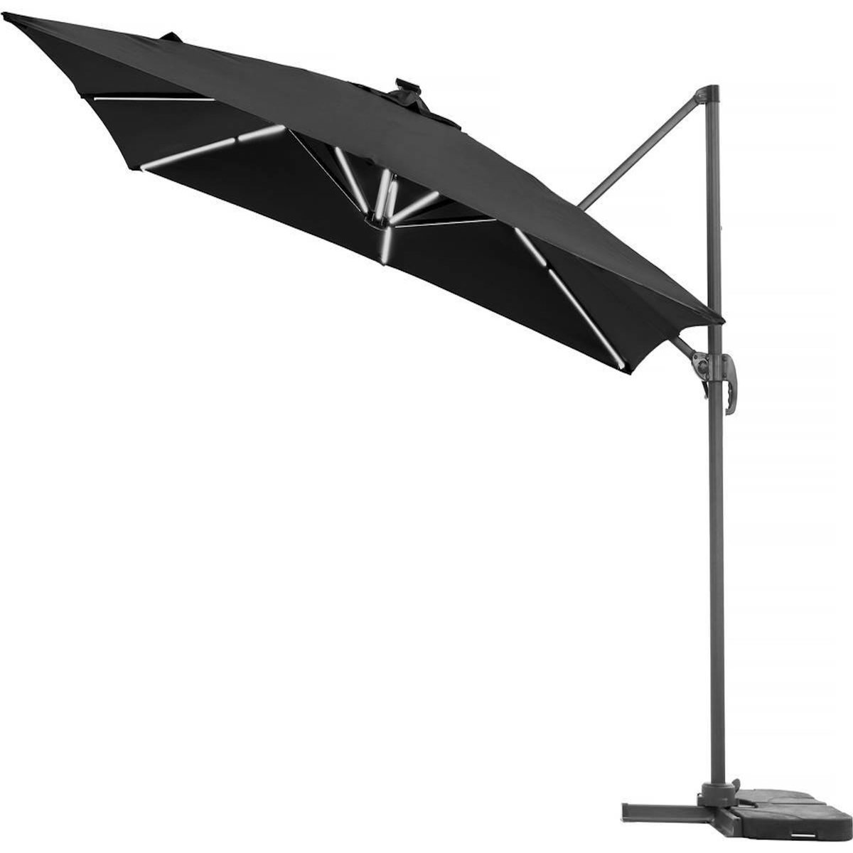 Habitat et Jardin Parasol déporté avec LED -  Sun 4 Luxe  - 3 x 4 m - Noir