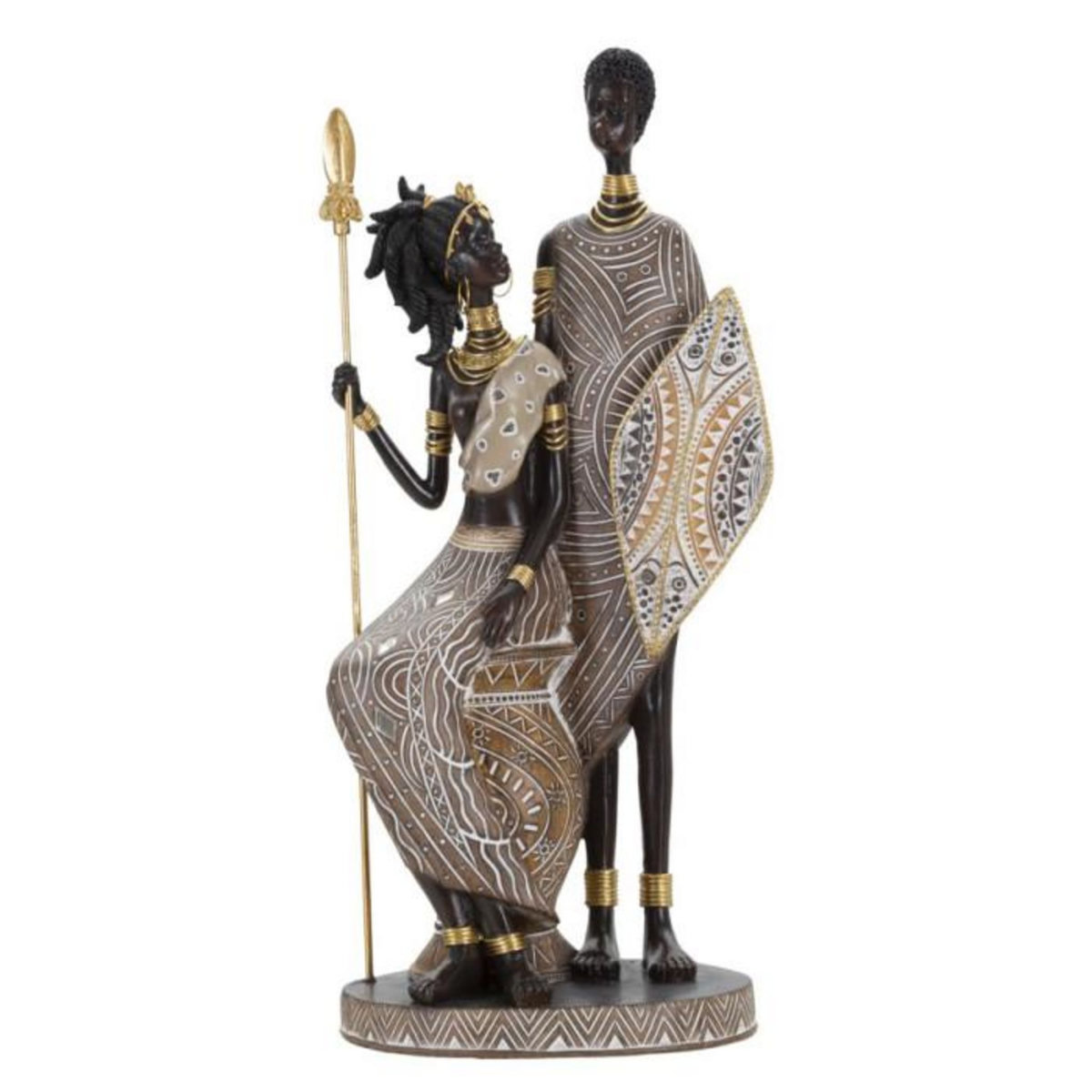 Paris Prix Statuette Déco Famille  Tribal Masai  38cm Multicolore