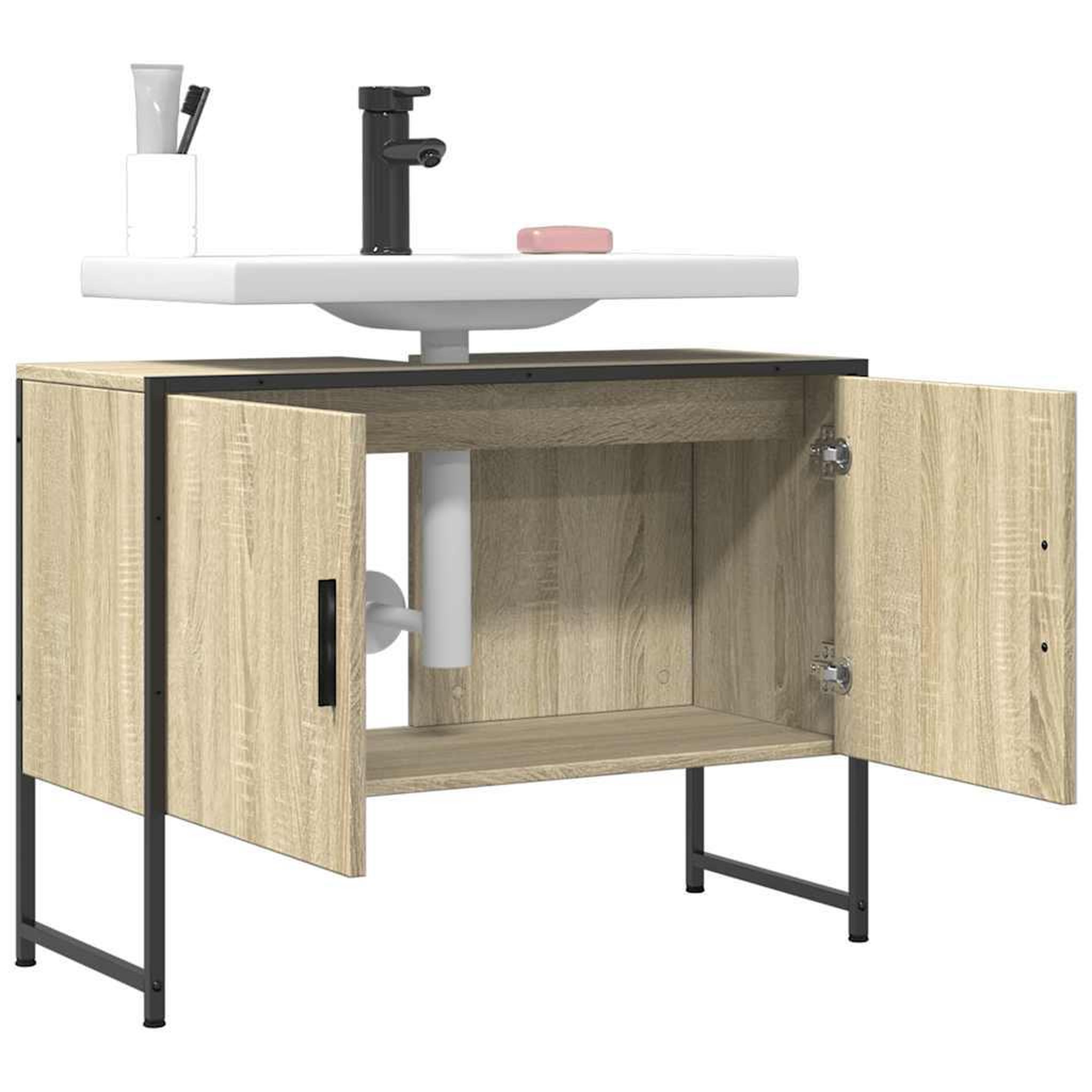 Voir la diapositive 4 : VIDAXL Armoire lavabo de salle de bain chene sonoma bois d'ingenierie