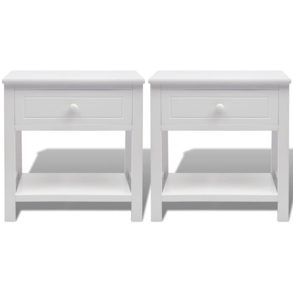VIDAXL Table de chevet 2 pcs Bois Blanc