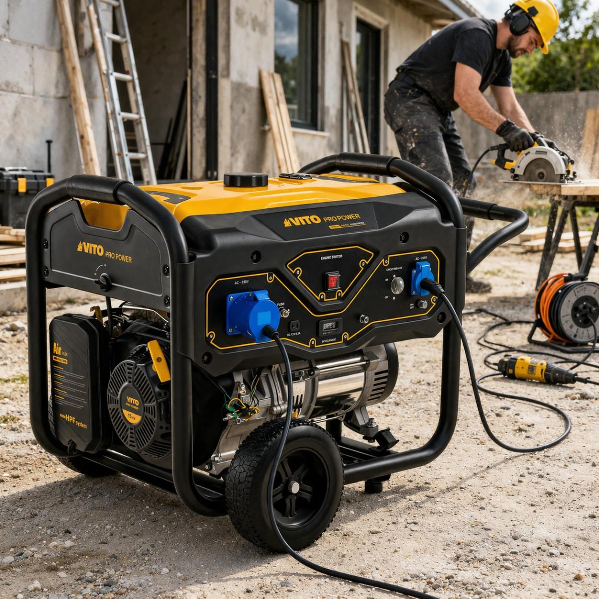 Voir la diapositive 4 : VITO Groupe électrogène 5.5kva 15cv monophasé démarrage manuel avr, réservoir 25l, générateur électrique maison chantier vito