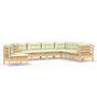 Voir la diapositive 2 : VIDAXL Salon de jardin 7 pcs avec coussins creme bois de pin massif