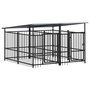 Voir la diapositive 2 : VIDAXL Chenil d'exterieur avec toit pour chiens Acier 3,75 m²
