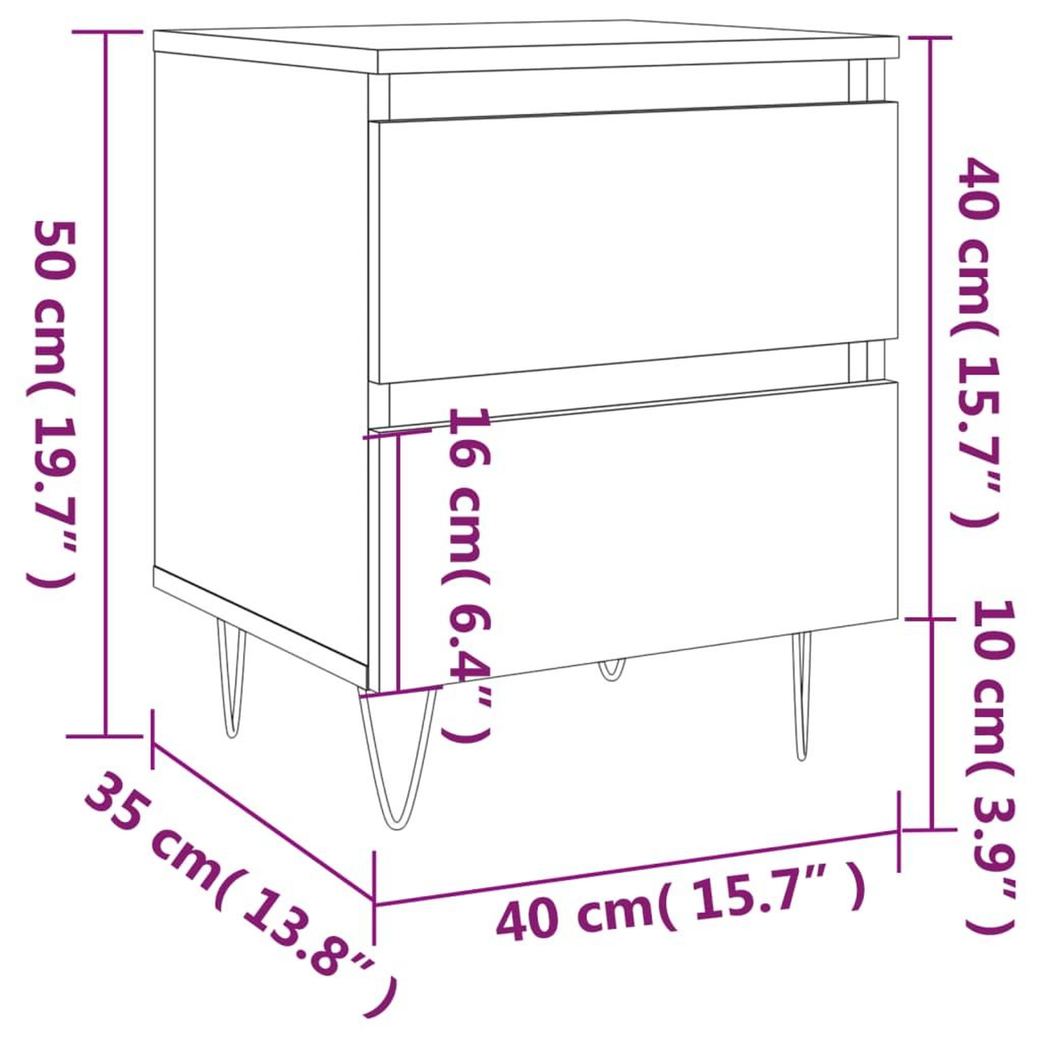 Voir la diapositive 6 : VIDAXL Table de chevet Noir 40x35x50 cm Bois d'ingenierie