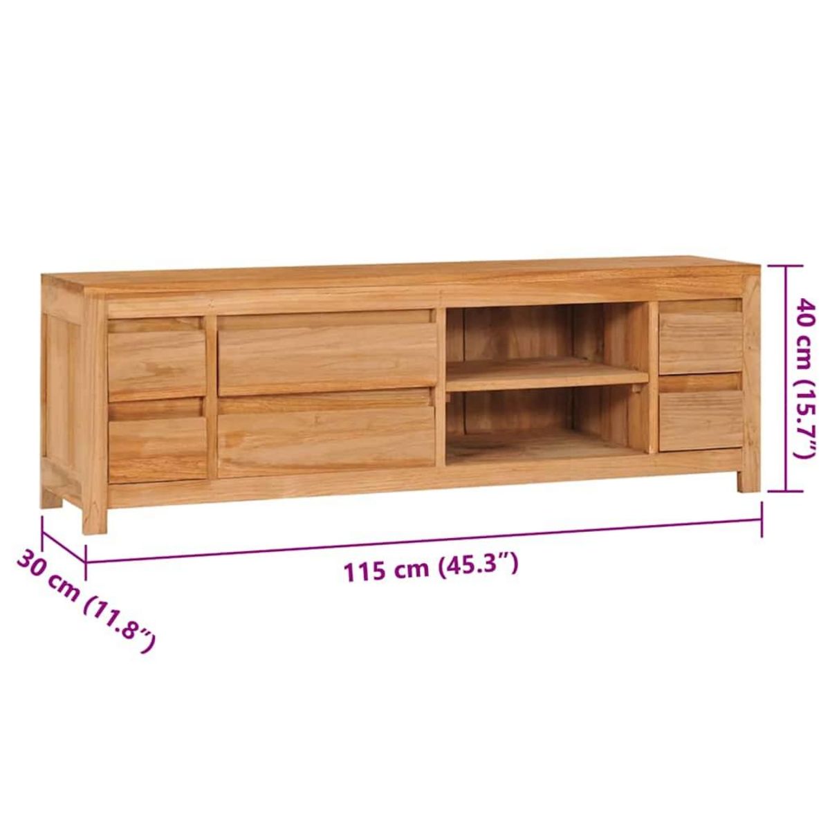 VIDAXL Meuble TV 115 x 30 x 40 cm bois de teck massif