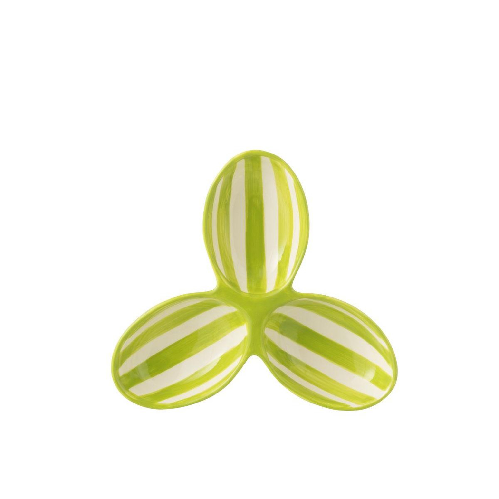 Voir la diapositive 2 : J-LINE Service apéritif en céramique  granada rayure  24cm vert
