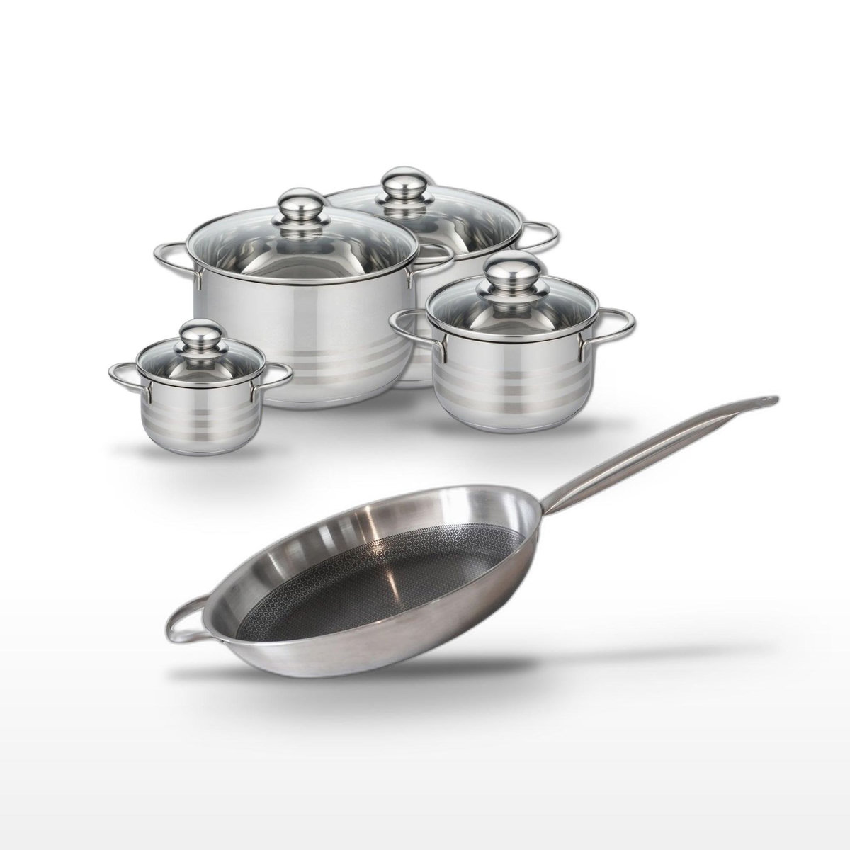 ELO Lot Poêle 32cm & 4 Faitouts 12/16/20/24cm Elo Relief Solution