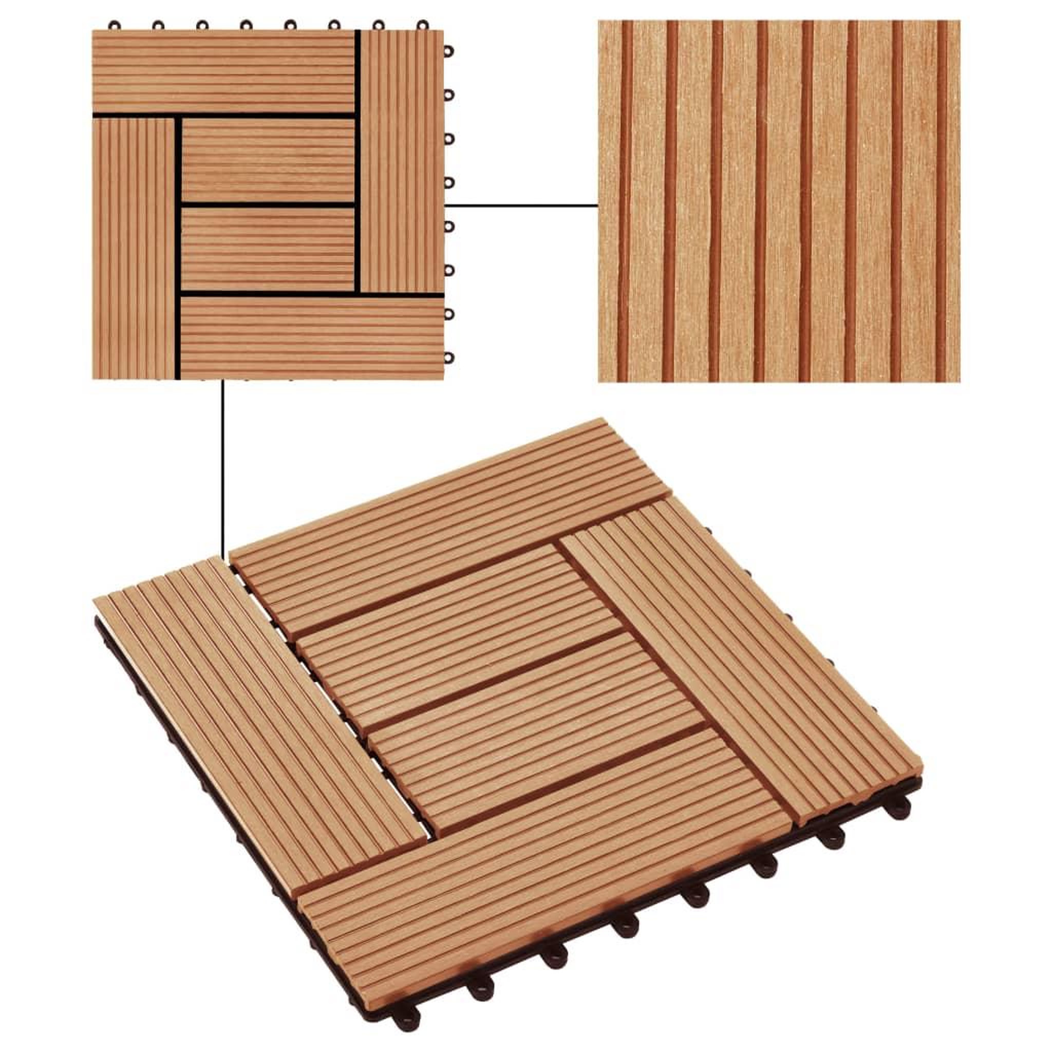 Voir la diapositive 4 : VIDAXL Carreau de terrasse 11 pcs WPC 30 x 30 cm 1 m^2 Couleur Teck