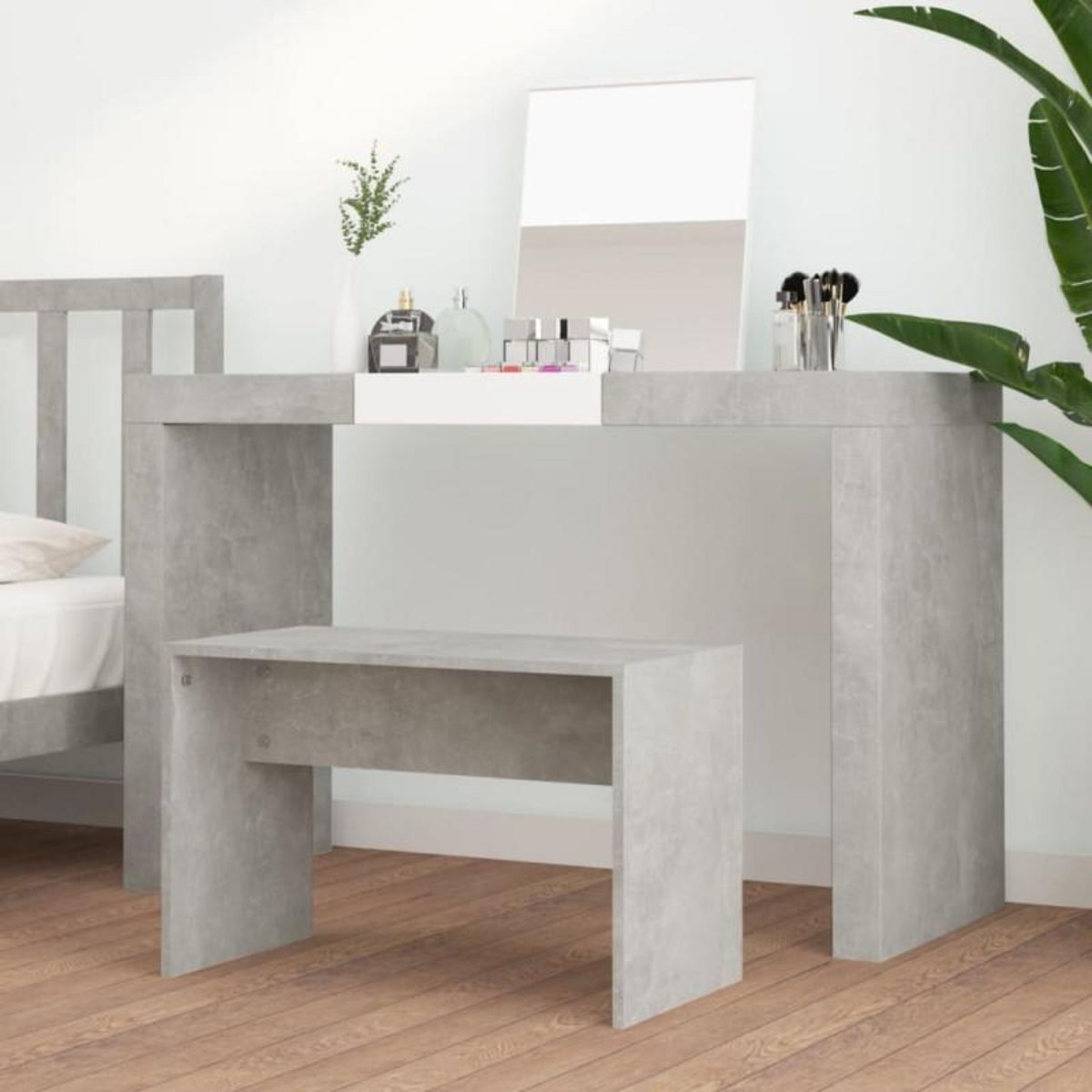 VIDAXL Tabouret de toilette Gris béton 70x35x45 cm Bois d ingénierie