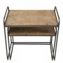 MACABANE HABY - Set de 2 tables d'appoint gigognes plateaux rectangulaires Sapin marqueté pieds métal