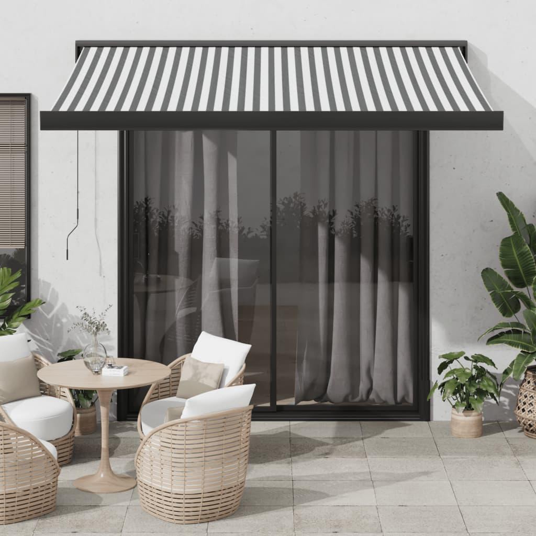 VIDAXL Auvent retractable anthracite et blanc 3,5x2,5m tissu/aluminium