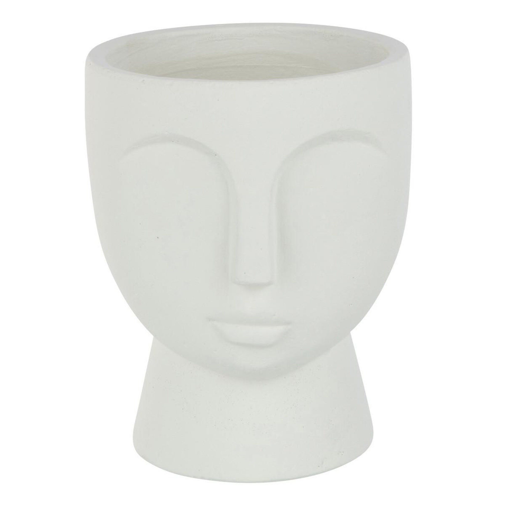 J-LINE Cache-pot en ciment  visage  22cm blanc