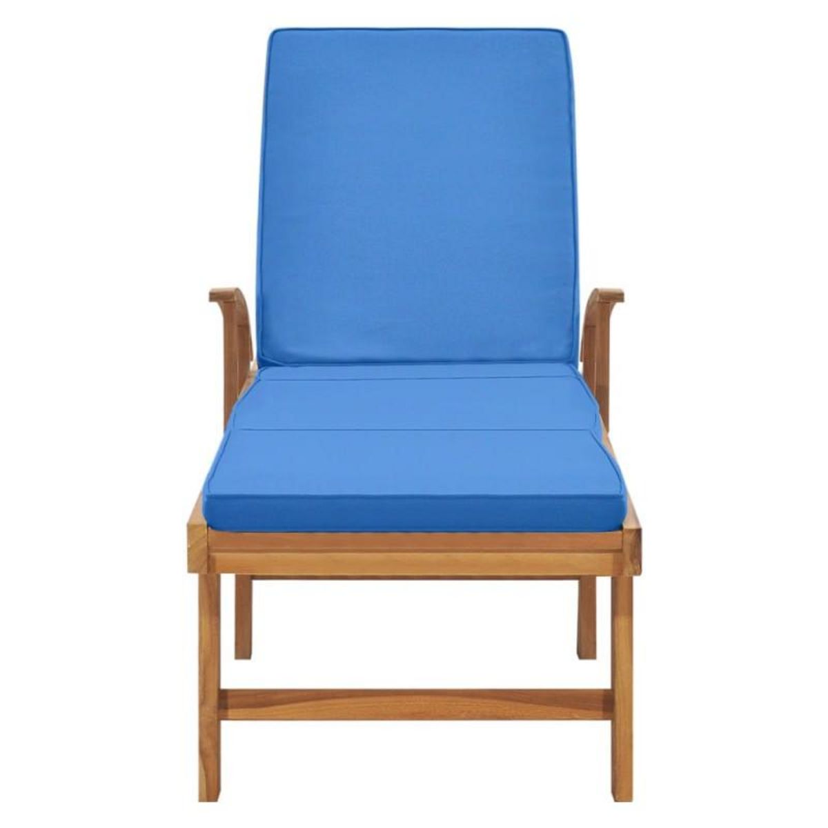 VIDAXL Chaise longue avec coussin Bois de teck solide Bleu