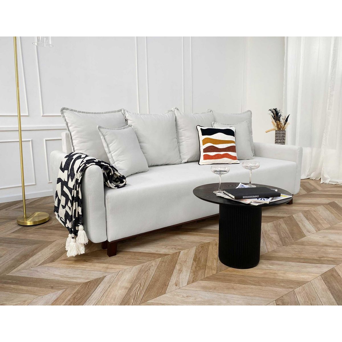 LISA DESIGN Apia - canapé 3 places - convertible avec coffre - en velours