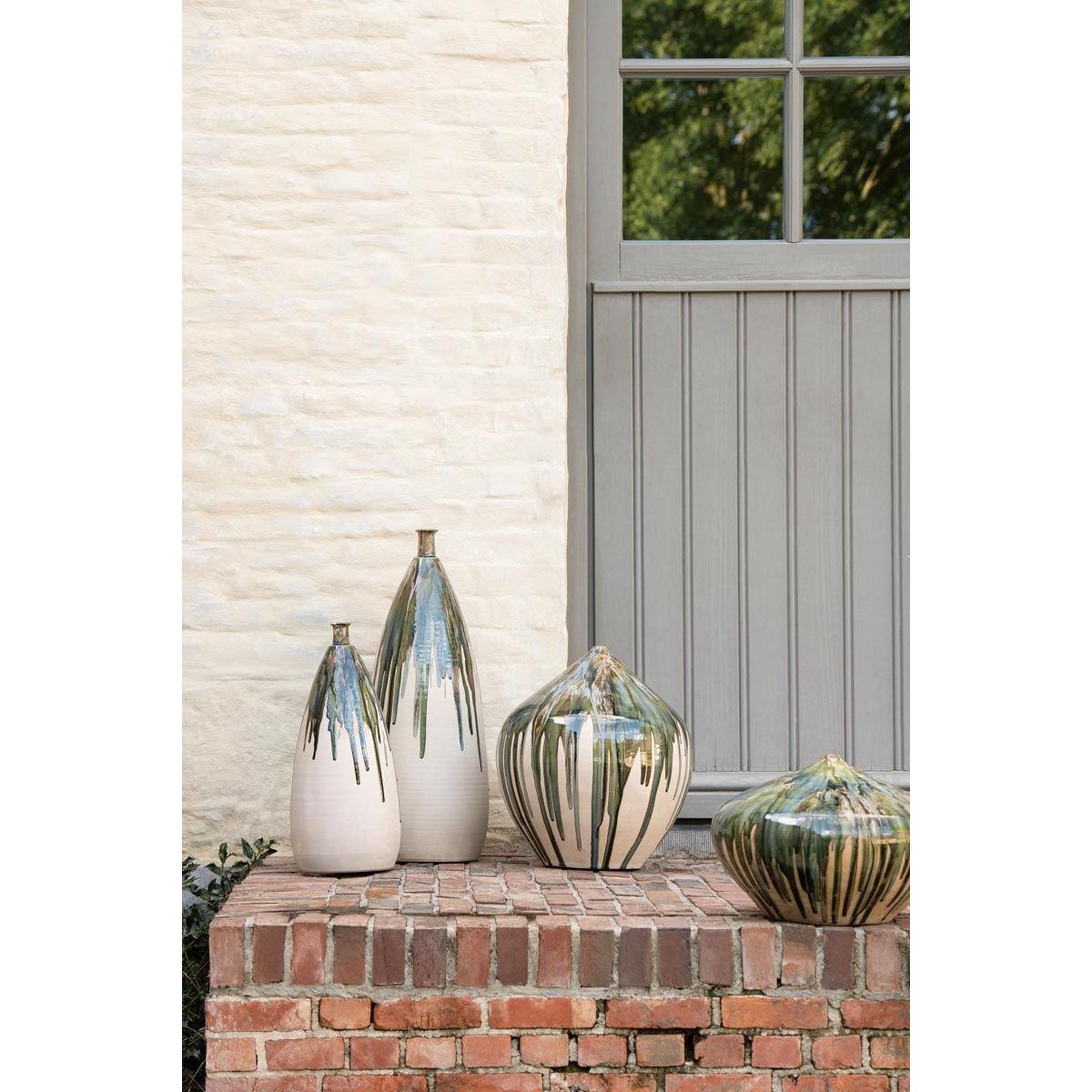 Voir la diapositive 4 : J-LINE Vase déco en céramique  peinture  73cm vert
