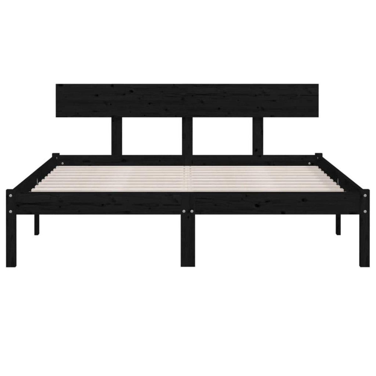 VIDAXL Cadre de lit sans matelas noir bois massif 160x200 cm