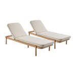 SWEEEK Lot de 2 bains de soleil PUNTA CANA en bois d'acacia. inclinable. déhoussable. coussin beige en polyester