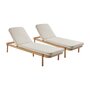 Voir la diapositive 1 : SWEEEK Lot de 2 bains de soleil PUNTA CANA en bois d'acacia. inclinable. déhoussable. coussin beige en polyester