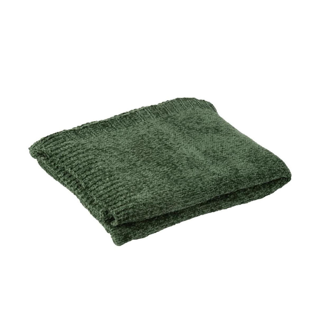 Paris Prix Plaid Uni Chenille  Bradly  130x170cm Vert Foncé