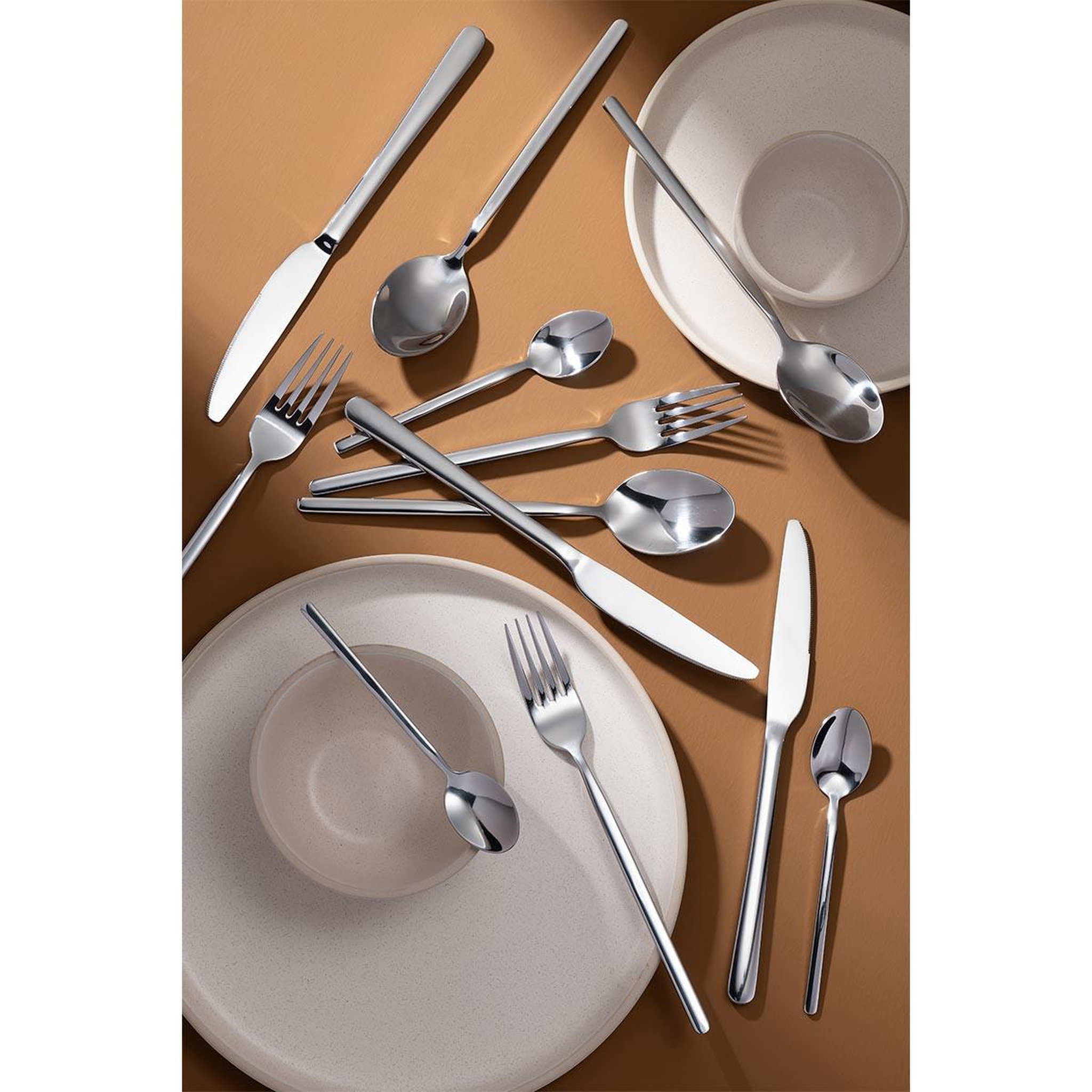 Voir la diapositive 3 : J-LINE Ménagère 24 Pièces en Inox  Brillant  27cm Argent