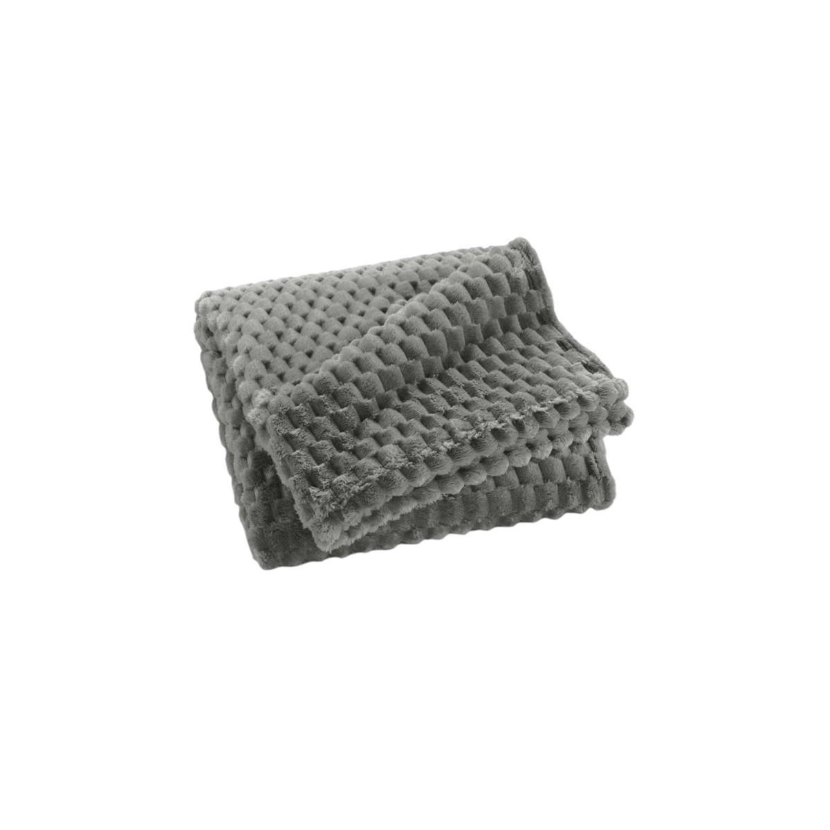 Paris Prix Plaid Flanelle en Relief  Mini Frosty  125x150cm Gris
