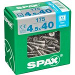 CENTRALE BRICO Lot de 175 vis inox tête fraisée torx SPAX, Diam.4.5 mm x L.40 mm