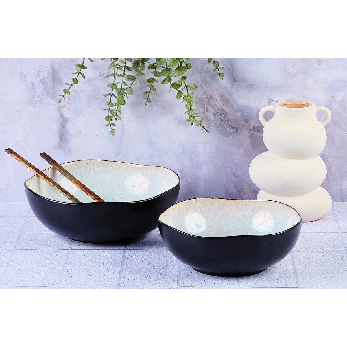 BJORN Saladier IRIS Ø24cm et Ø28,5cm - 2 pièces - Blanc ivoire