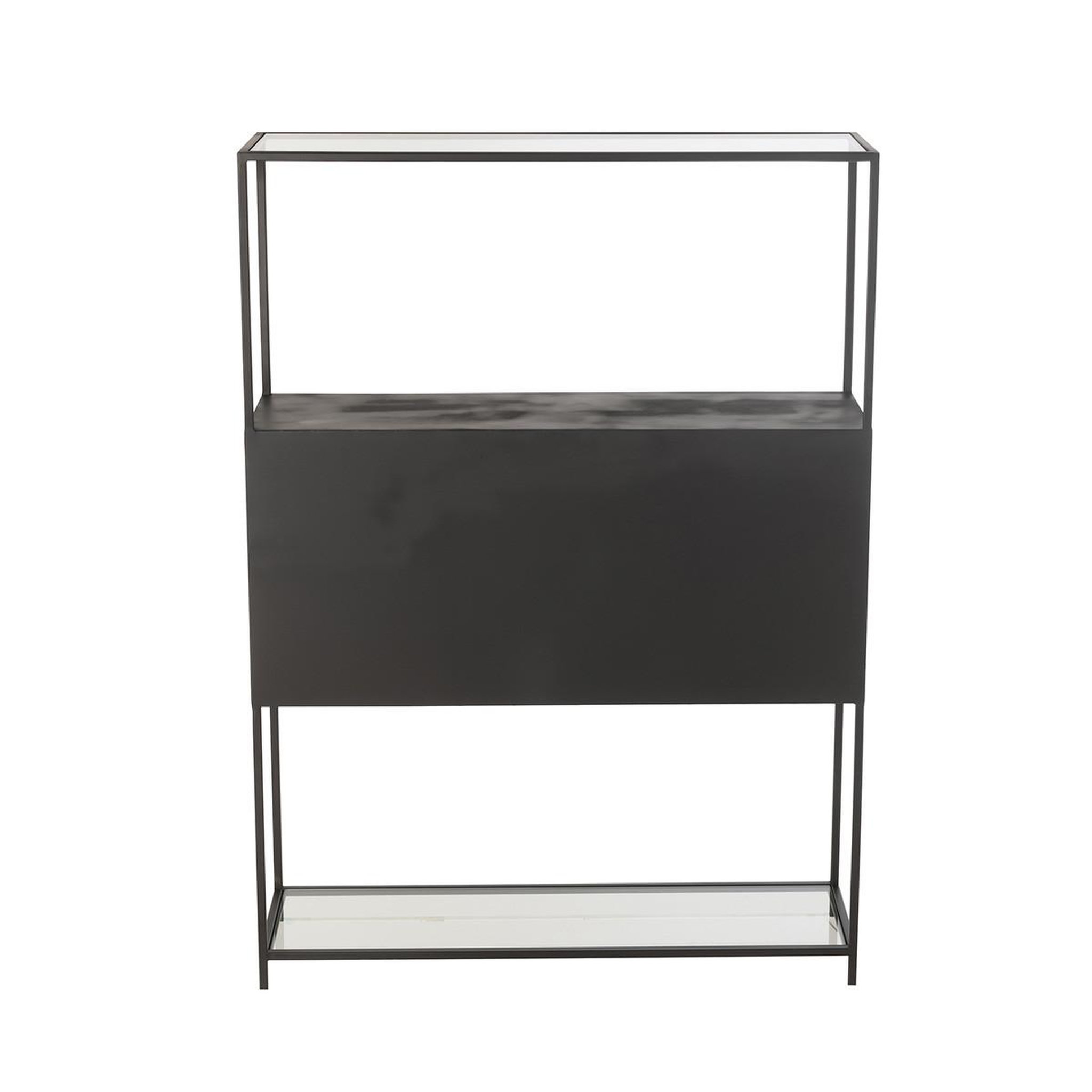 Voir la diapositive 3 : J-LINE Étagère 2 Portes en Métal  Maryanne  126cm Noir