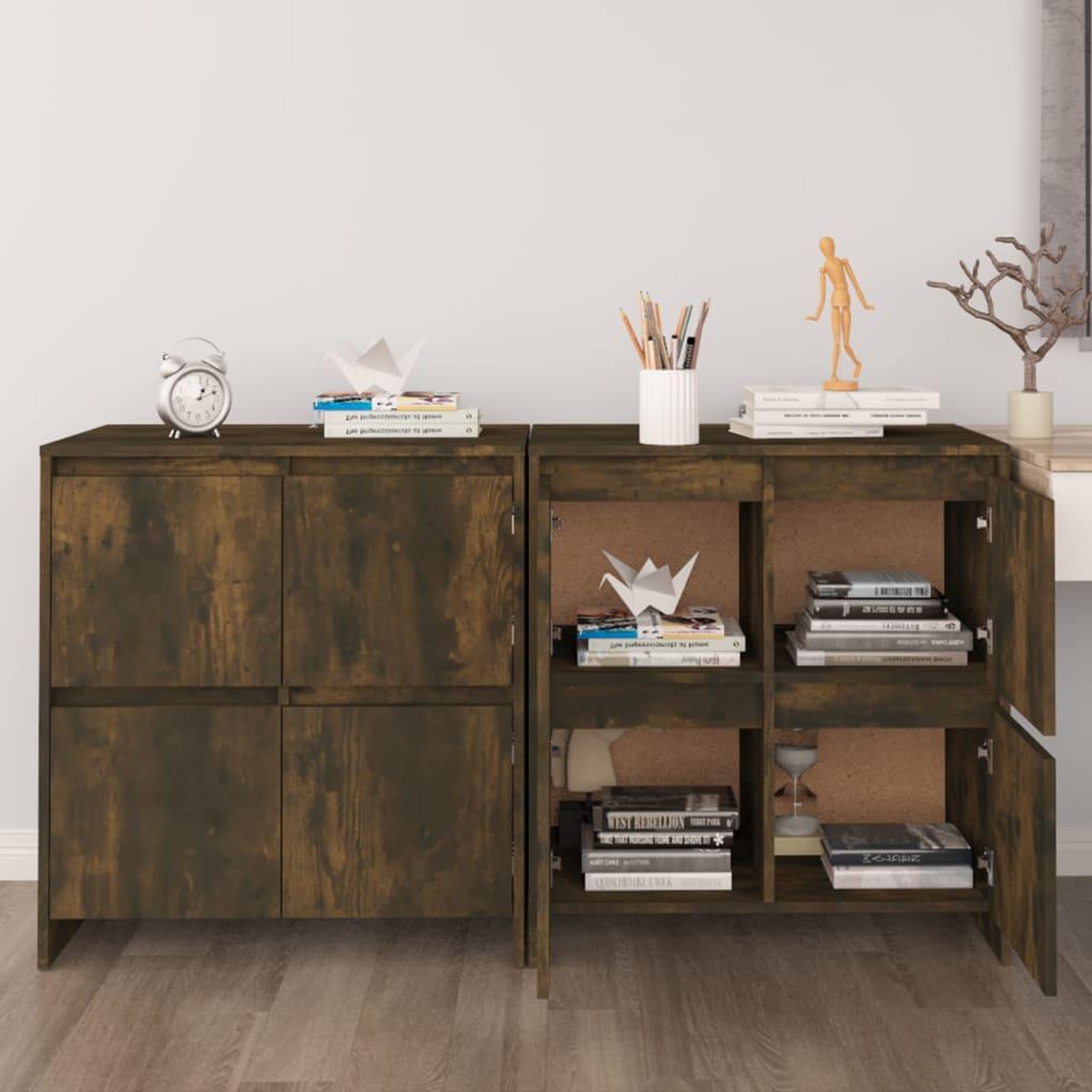VIDAXL Buffets 2 pcs Chene fume 70x41x75 cm Bois d'ingenierie