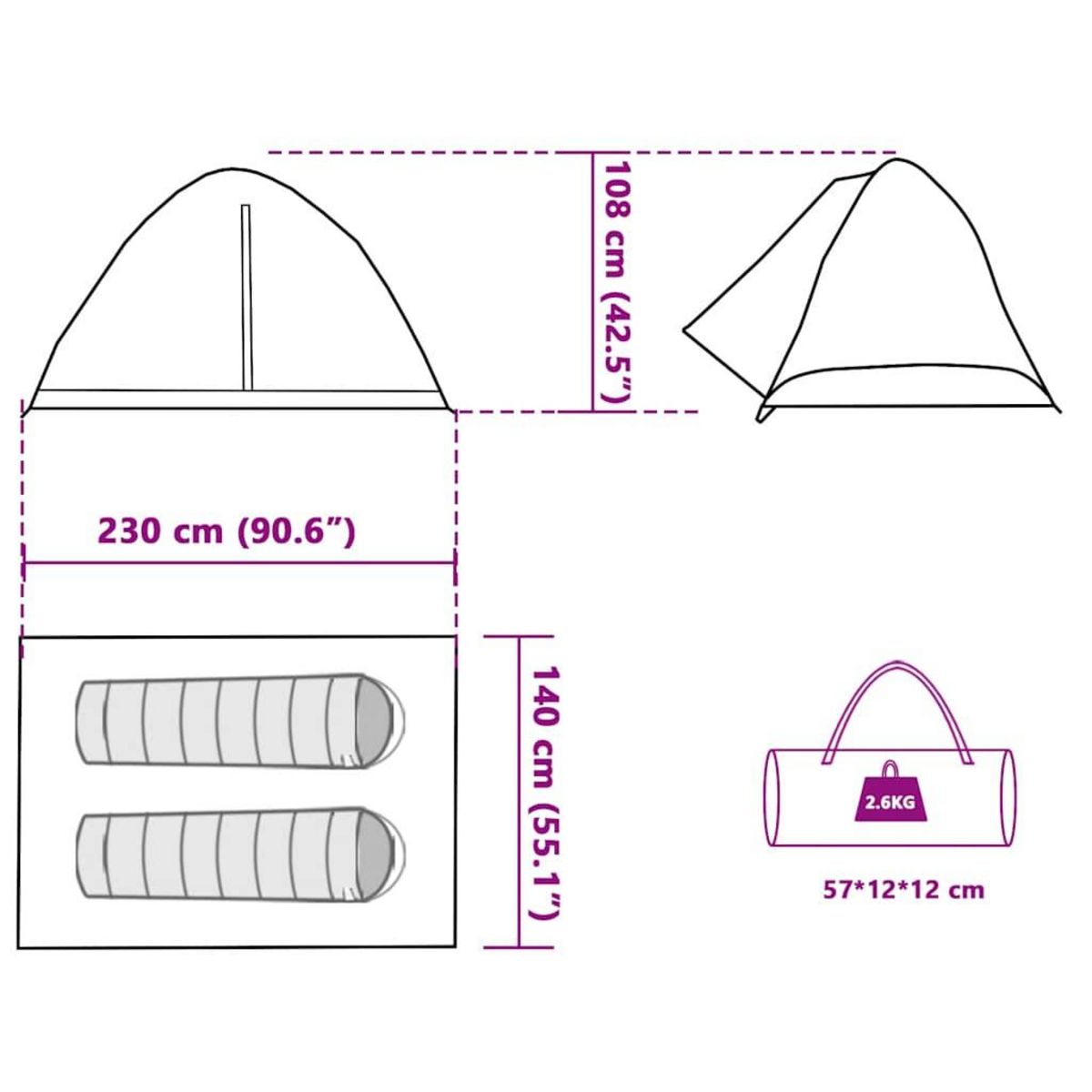 VIDAXL Tente de camping a dome 2 personnes bleu impermeable