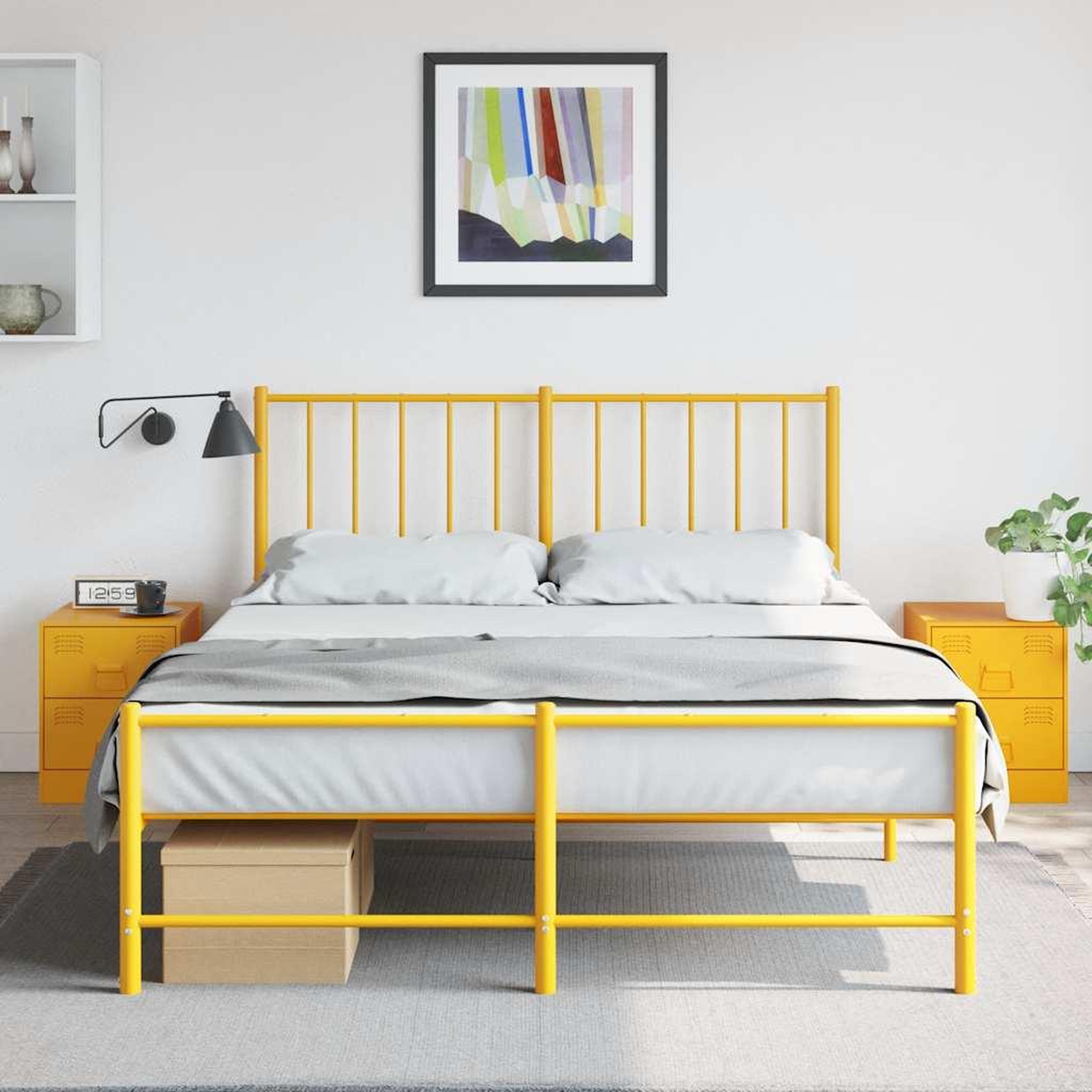 VIDAXL Tables de chevet 2 pcs jaune 34,5x39x44 cm acier