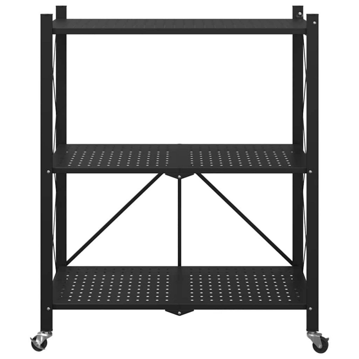 VIDAXL Etagere de rangement sur roulettes noir 71x34x88 cm acier