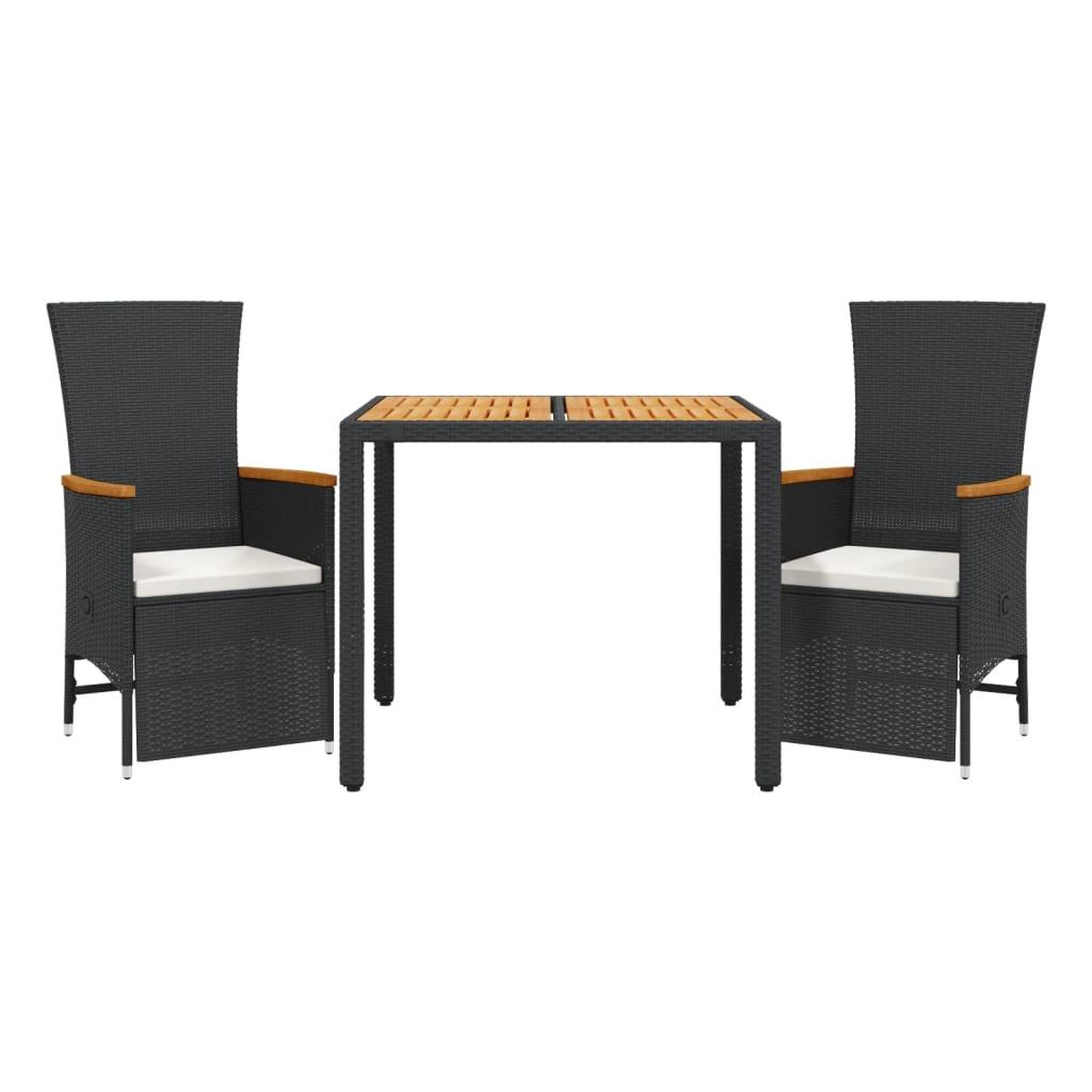 Voir la diapositive 2 : VIDAXL Ensemble a manger de jardin avec coussins 3 pcs Noir