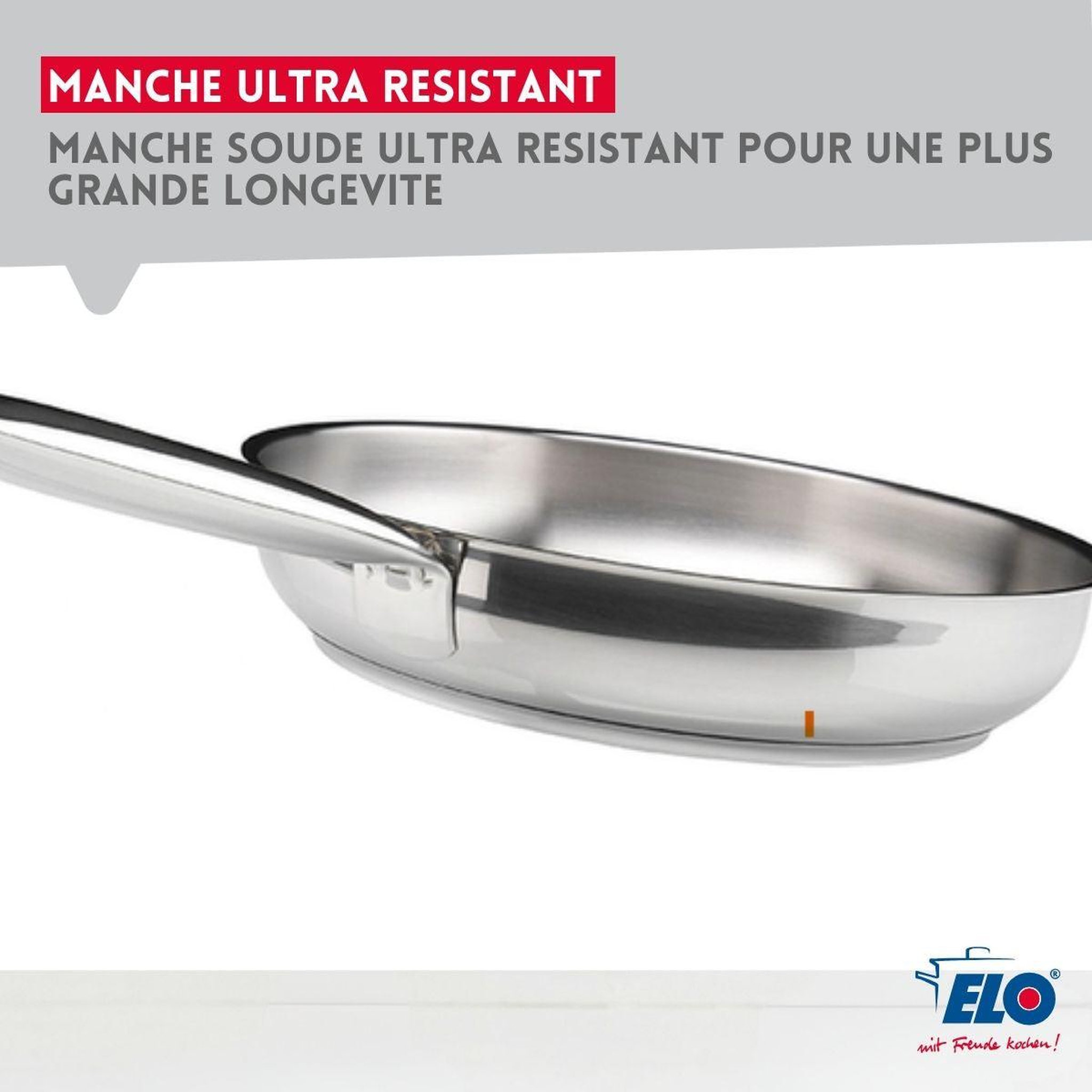 Voir la diapositive 4 : ELO Poêle à frire 24 cm en inox 18/10 sans revêtement de 1,7 litres elo profi therm