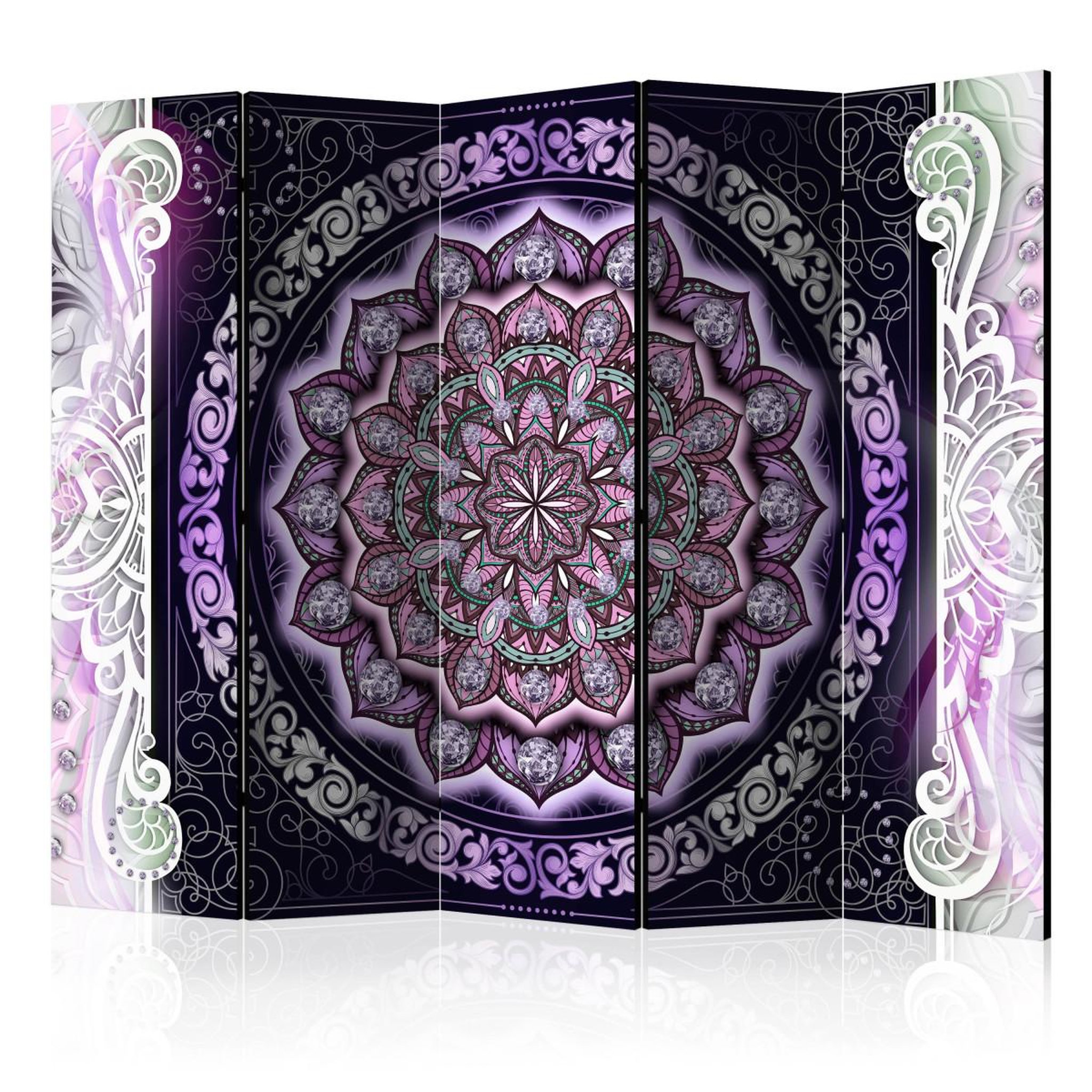 Paris Prix Paravent 5 volets  round stained glass violet  172x225cm