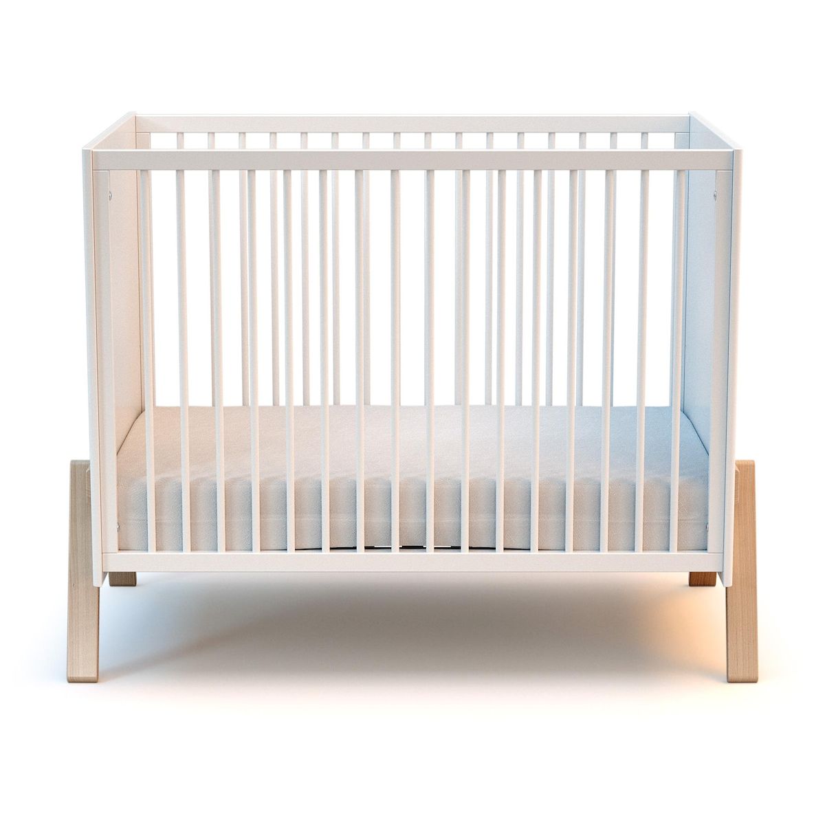 AT4 Lit bébé 60x120 CANAILLE Blanc et Hêtre