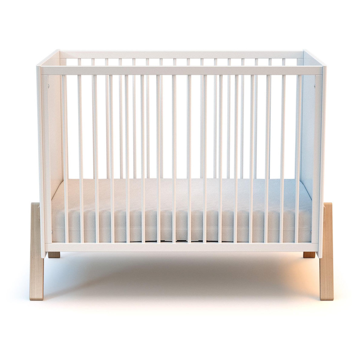 AT4 Lit bébé 60x120 CANAILLE Blanc et Hêtre